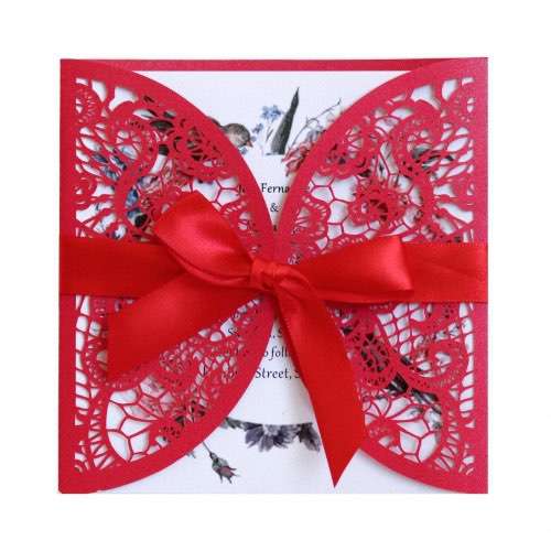 Elegant Invitation Card Square Wedding Card Holiday Greeting Card Laser Cut 